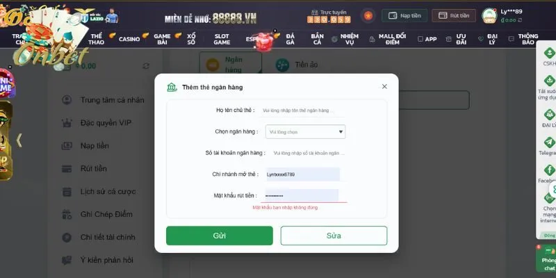 Cần xác minh danh tính thành công để thực hiện yêu cầu rút tiền Onbet